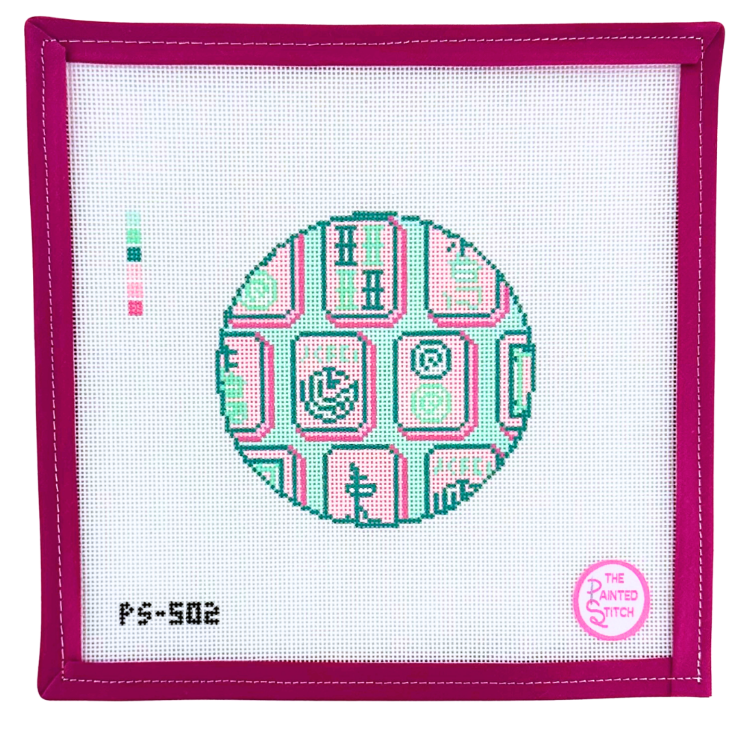 Mahjong Tiles Round: Pink + Green