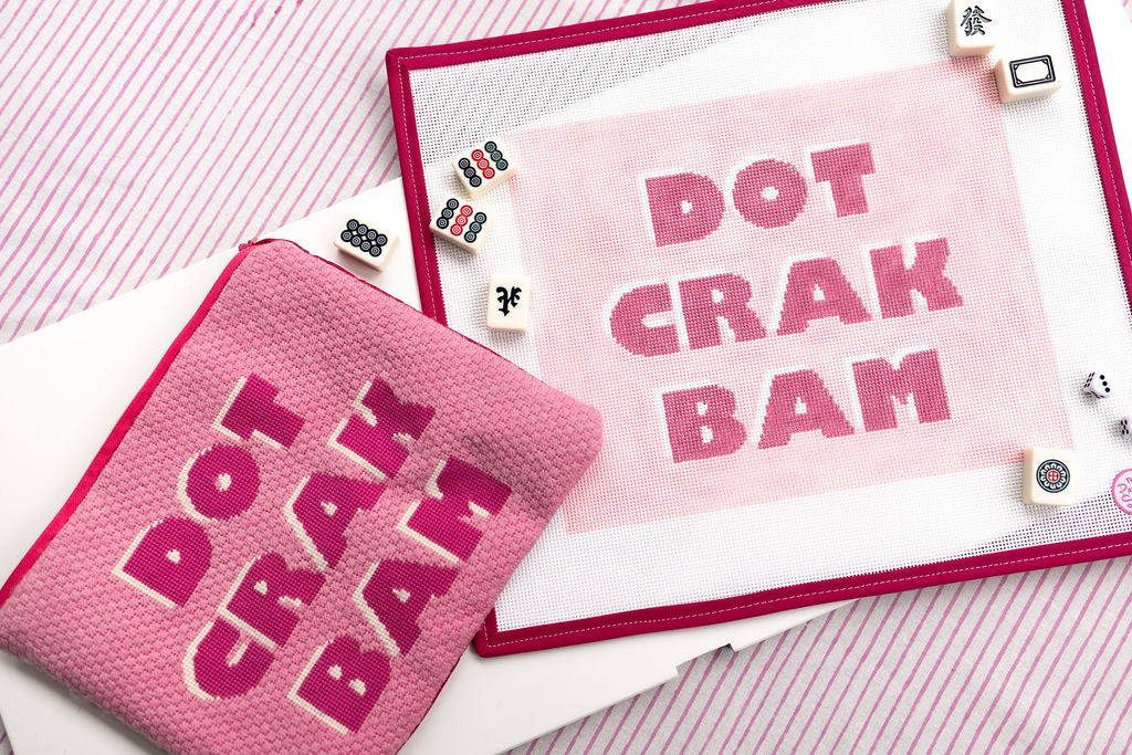 Dot Crak Bam Mahjong Tile Pouch Pink