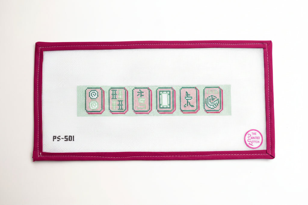 Mahjong Key Fob: Pink + Green