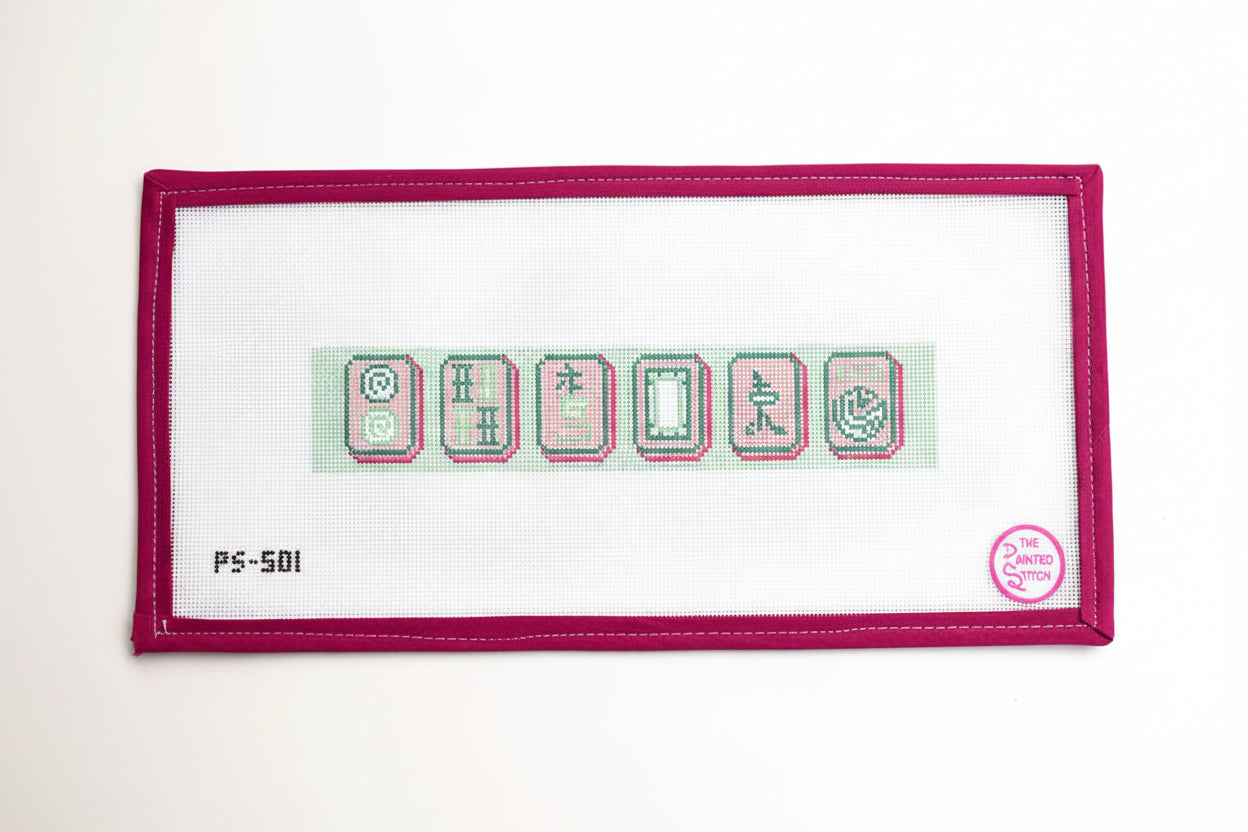 Mahjong Key Fob: Pink + Green