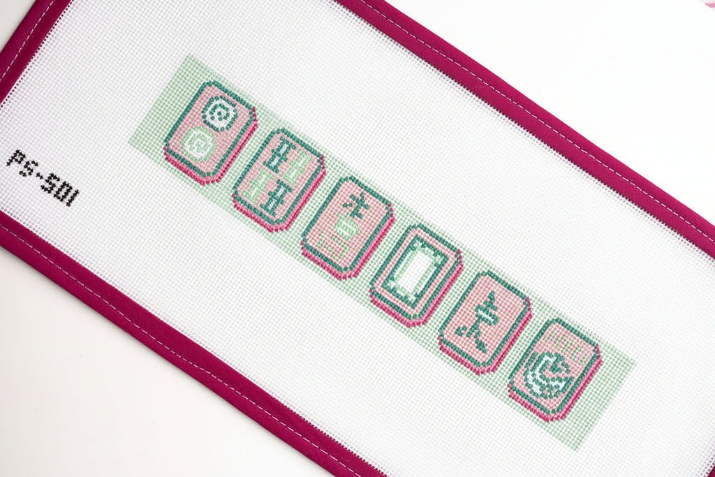Mahjong Key Fob: Pink + Green