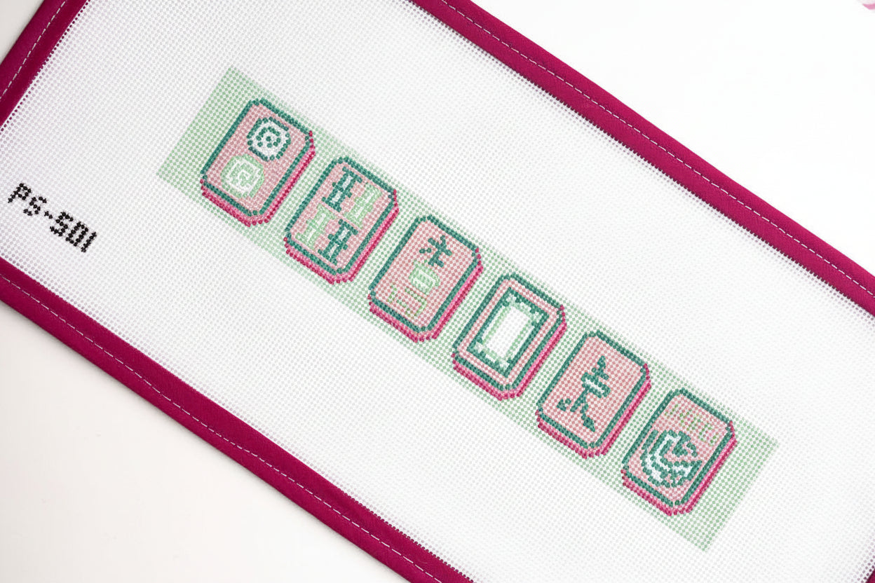 Mahjong Key Fob: Pink + Green