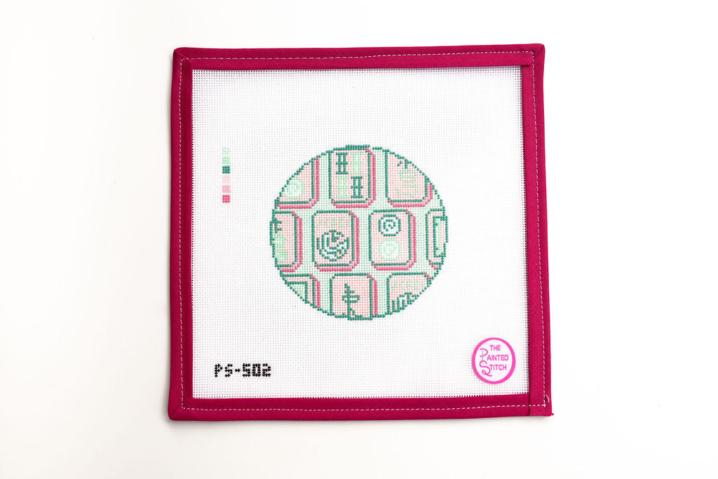 Mahjong Tiles Round: Pink + Green