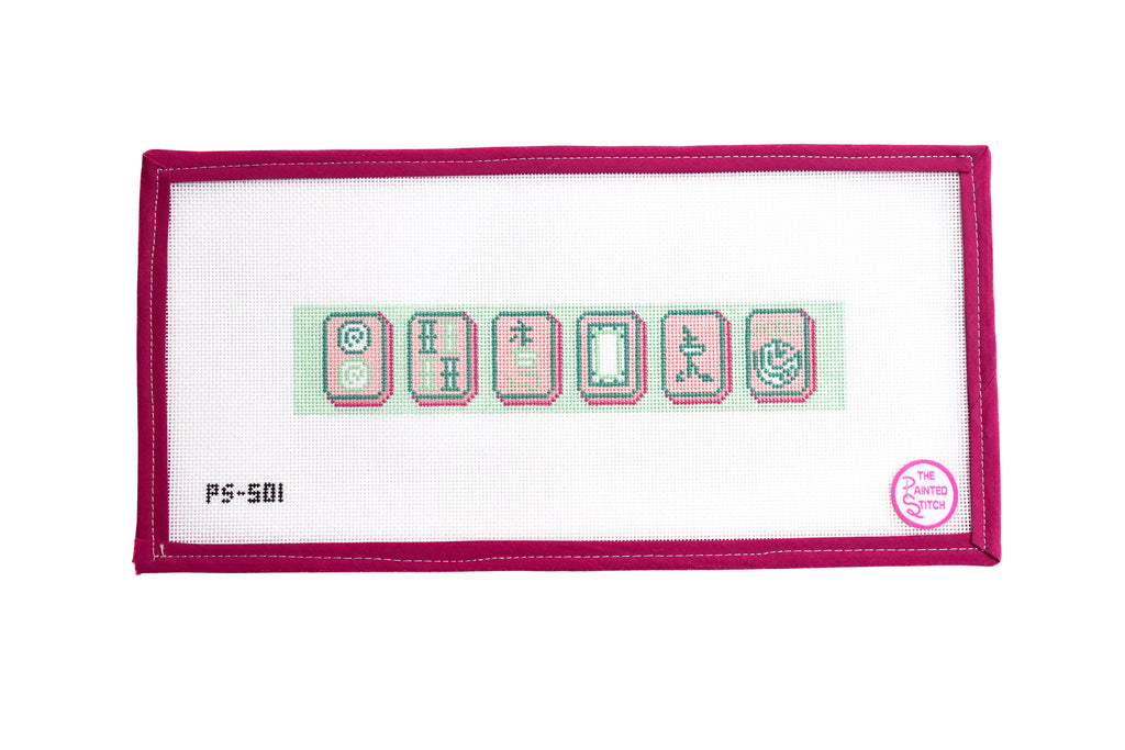 Mahjong Key Fob: Pink + Green